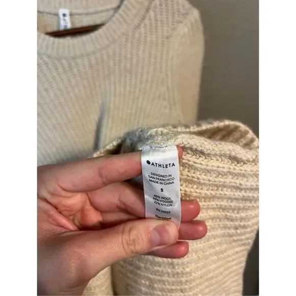Athleta Tan Wool Sweater Size Small - Picture 3 of 5